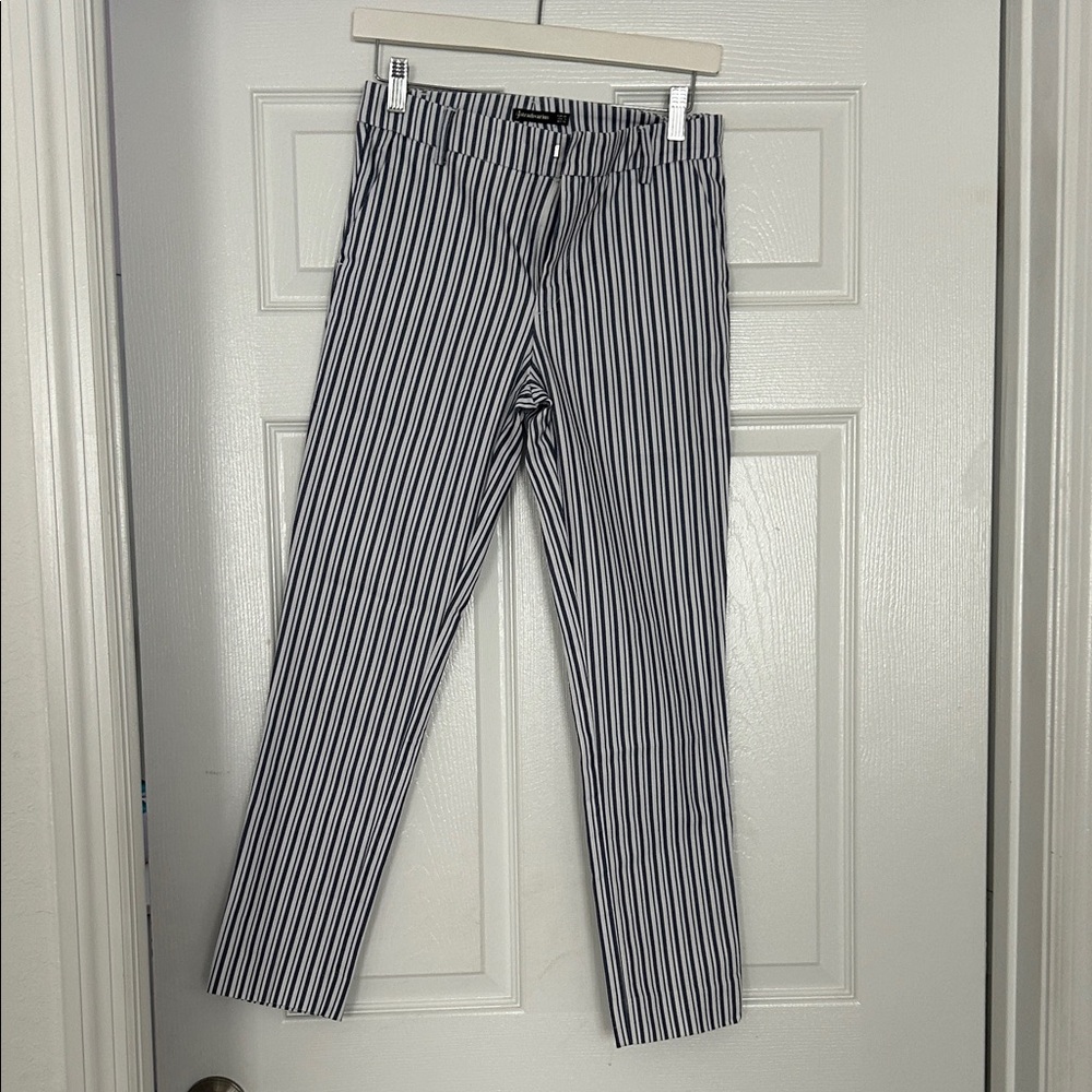 Stradivarius Navy and White Striped Trousers